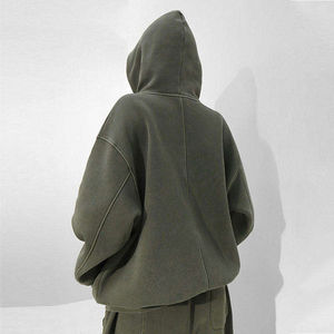 Sudadera con Capucha Vintage para Hombre, Lavado Ácido, 100% Algodón, Corte Holgado, Hombros Caídos y Bolsillo Canguro, Diseño Sólido - Product Image 3