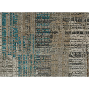 พรมไหมพรมและไหมไผ่ถักมือสีเบจและสีน้ำตาลลายแบบนามธรรมสำหรับห้องนั่งเล่นหรือห้องนอนวัยรุ่น-Srb(727) - Product Image 3