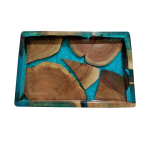 Plateau de service en résine de bois multi-usages Différentes tailles 3 pièces Forme carrée Prix le plus bas Plateau en résine - Product Image 5