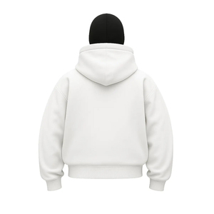 Sweat à capuche balaclava d'hiver 100% coton personnalisé pour homme, lourd, surdimensionné, double capuche, fermeture éclair, épaules tombantes, respirant, avec poche - Product Image 6