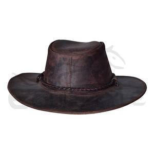 Sombrero de vaquero occidental unisex, gorro de doble cordón, ala ancha, cuero loco, marrón chocolate, sombreros de viaje al aire libre, venta al por mayor - Product Image 2