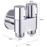 Robinet d'arrêt d'eau multifonction en alliage de zinc de bonne qualité, durable, G1/2, double sortie, mini robinet d'angle, utilisation pour la salle de bain, la machine à laver