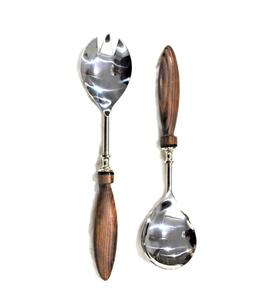 Meilleur Style Couverts De Cuisine Nouveau Design En Acier Inoxydable Dîner Salade Serveur Cuillère Avec Miroir Polonais Manche En Bois pour Table À Dessert - Product Image 4