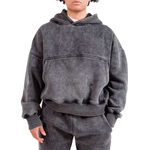 Alta calidad 100% algodón francés Terry Vintage ácido lavado personalizado bordado parche hombres Oversize Sudadera con capucha estampado patrón ropa de invierno - Product Image 1