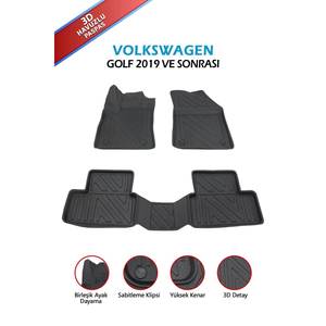 Juego de Alfombrillas 3D para Volkswagen Golf 2019 en Adelante, Diseño de Piscina Negra, Marca TR Origin, Incluye Ambientador - Product Image 2