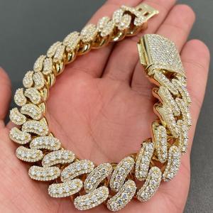 VVS Moissanite 925 plata esterlina estilo Hip Hop pulsera 22MM 8 pulgadas chapado en oro blanco corte princesa colgante colgantes finos - Product Image 2