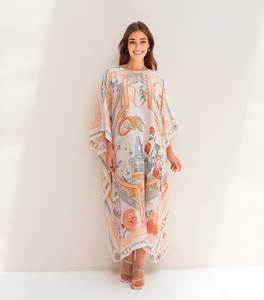 Nuevo Kaftán Elegante de Viscosa Ecológica, Túnica Maxi para Cubrir el Bikini, Lavable, con Estampado Digital, Cintura Natural para Mujer, Ideal para Vacaciones - Product Image 3