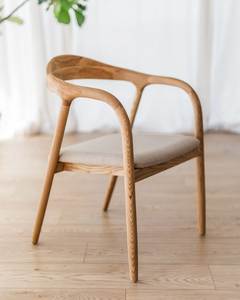 Modern Solid Wood <b>Dining</b> Chair Upholstered Seat <b>Armchair</b> Wooden Leg Side Chair for Home Hotel Apartment - Product Image 1