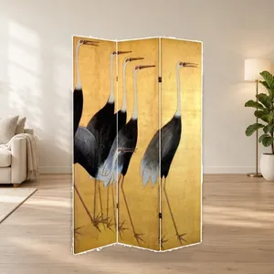 Paravent pliant en toile double face avec motif d'oiseaux Ogata <span class=keywords><strong>Korin</strong></span> - Product Image 1