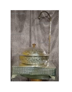 จานอลูมิเนียมสำหรับทำอาหารจานร้อนสำหรับเสิร์ฟอาหารรูปทรงกลมพร้อมแท่นแขวนสำหรับอุปกรณ์โรงแรมดีไซน์ใหม่ - Product Image 1