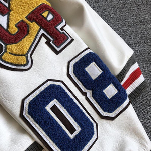 Tùy Chỉnh Thời Trang Crop Top Bóng Chày Áo Loose Casual Letterman Người Đàn Ông Của Chenille Vá Làm Việc 100% Len Varsity Áo Khoác - Product Image 3