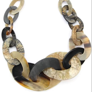 Gran oferta, joyería de cuerno de búfalo, eslabones graduados, collar de cadena de cuerno con collar grueso de circón, estilo bohemio de glowin fashion - Product Image 2