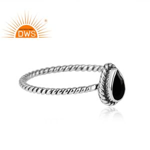 Best Handcrafted <b>Oxidized</b> Sterling Silver Natural Black Onyx Gemstone Stackable Ring Custom Jewelry Manufacturer - Product Image 3
