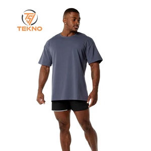 Camiseta extragrande con hombros caídos de algodón 100% de peso pesado personalizada para hombre, de punto de alta calidad, transpirable, ligero, cuello redondo, largo sólido - Product Image 1