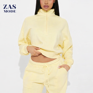 Conjunto de Dos Piezas de Pantalones Anchos y Sudadera de Manga Larga con Cierre, Informal, Deportiva, Antipilling, para Mujer, Invierno - Product Image 1