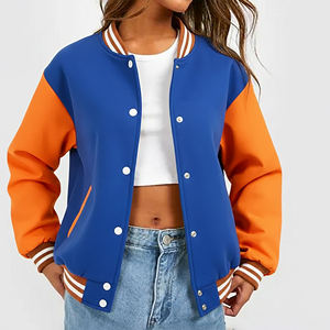 Veste universitaire oversize pour femme la plus vendue, style décontracté hiver, bicolore, avec logo personnalisé, épaules tombantes, 100 % laine teinte - Product Image 6