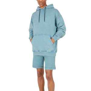 <b>Men's</b> Breathable 100% Cotton Hoodie <b>Shorts</b> <b>Set</b> Winter Two-Piece Graphic Loose Fit with Elastic Waist OEM Service Available - Product Image 1