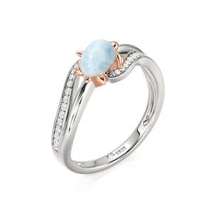 Bague Jeulia Bypass Tortue de mer avec Larimar taille ovale en argent - Product Image 2