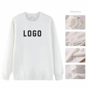 Conjunto de Sudadera con capucha y Jersey para mujer de talla grande personalizada de algodón de gran tamaño con cuello redondo gris tejido con capucha recortada - Product Image 4