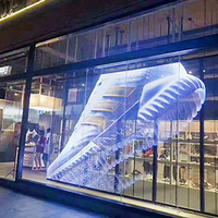 Rideau en maille LED transparente, pas de pixel de 4,98 mm, pleine couleur, haute luminosité, mur vidéo de façade média pour aéroport en extérieur, panneau SDK