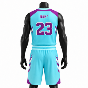 Conjunto de Uniforme Personalizado para Equipo de Baloncesto |   Camisetas Sublimadas 100% Poliéster Transpirables, Pantalones Cortos con Cordón Ajustable |   Tops con Tirantes en V |   Frontal | - Product Image 6