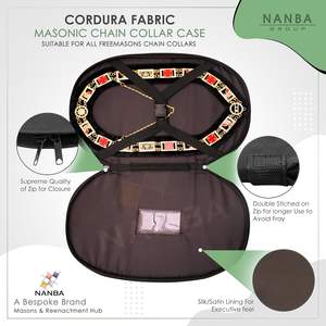 Masonic Chain Collar Case Black Imitation Leather with Soft Padded Lining | Freemason Carrying Bag - Product Image 3