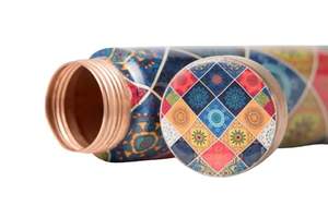 Bouteille d'eau en cuivre pur à texture unique avec couvercle imprimé, grande capacité, écologique, artisanat artistique vibrant pour un style accrocheur - Product Image 5