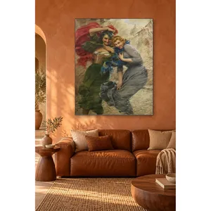 Fida Gaetano Bellei Deux jeunes filles riant dans le vent Impression sur toile - Product Image 1