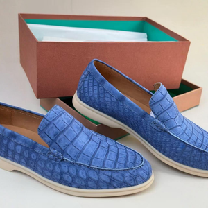 Mocasines de Hombre con Parte Superior de Cuero, Zapatos Sin Cordones, Entresuela de Goma a Cuadros, Transpirables, Antideslizantes, para Todas las Temporadas, Tendencia de Moda - Product Image 5