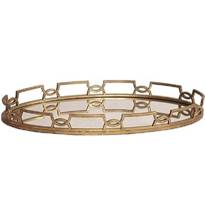 Plateau de service alimentaire rond en métal noir Offre Spéciale avec Base en bois ustensiles de cuisine produit plateau Table à manger plateau décoratif pour la maison - Product Image 3