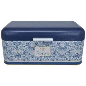 Caja de pan Rectangular de 209x365x120mm, tapa con bisagras de 9L, contenedor de almacenamiento de alimentos con patrón decorativo azul blanco inspirado en Azulejo - Product Image 3