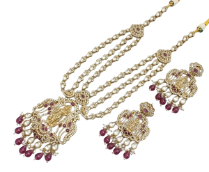 Most Trendy Women <b>Jewellery</b> For Indian Wedding Function CZ Stone Studded With <b>Antique</b> <b>Gold</b> Plated Long Necklace And Earrings Set - Product Image 5