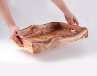 ArtisRaw Ensemble de 3 plateaux en bois faits à la main, écologiques et durables, avec poignées, compatibles lave-vaisselle et micro-ondes, finition polie