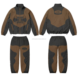 Ensemble de survêtement réfléchissant en nylon pour homme 2026 : coupe-vent 2 pièces personnalisé (short et veste à capuche) avec fermeture éclair, style streetwear - Product Image 1