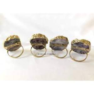 Sous-verres en résine époxy à l'aspect attrayant, les plus vendus, avec des poignées en métal plaqué or, anneaux de serviette de luxe pour mariage - Product Image 5