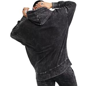 Sweat à capuche surdimensionné en coton délavé à l'acide de haute qualité pour hommes, streetwear, tendance mode 2026 - Product Image 5