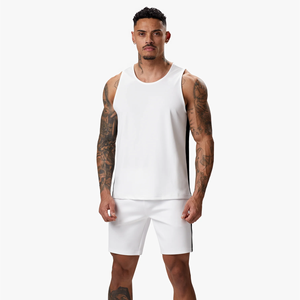 Venta al por mayor de personalizados sin mangas de los hombres Casual Tank Top Chaleco Pantalones cortos de alto rendimiento de dos piezas para el verano de doble conjunto - Product Image 1