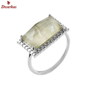 Bagues classiques à la mode en argent sterling 925 bague en pierres précieuses prehnite naturelle pour les femmes cadeau bijoux stock prêt - Product Image 1