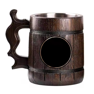 Tasses en bois faites à la main Tasses à bière en bois de qualité supérieure conçues en Inde Logo personnalisé et finition naturelle Prix le moins cher disponible - Product Image 2