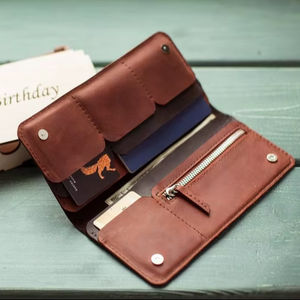 Cartera de viaje de cuero genuino para mujer, larga, antirrobo, fácil de llevar, tamaño estándar, cartera económica en efectivo, 2017 - Product Image 1