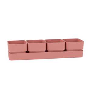 Design moderno 48x12x11cm vecchio colore rosa resistente ai raggi UV piantatrice rettangolare in plastica con 4 vasi per giardino balcone terrazza - Product Image 1