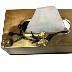 Prime Quality Large Gold Plated Metal <b>Tissue</b> <b>Holder</b> Vintage Customized Brass Napkin <b>Holder</b> <b>Box</b> Elegant and Durable Design - Product Image 1