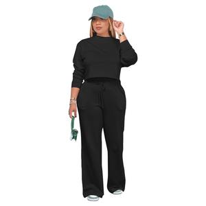 Vente en gros Ensembles décontractés pour dames Costumes de sport pour femmes Deux pièces Manches longues Solide Sweat-shirt Pantalon de survêtement Tenues pour femmes - Product Image 6