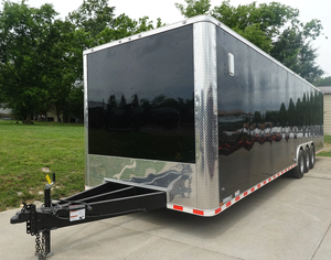 รถพ่วงบรรทุกสินค้าแบบปิด รุ่น New Hauler 8.5X32 อลูมิเนียมชุบสังกะสี หัวแบน สีดำ แบบสามเพลา รับน้ำหนักได้ 7000 ปอนด์ - Product Image 1