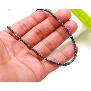 925 Sterling Silver Raw Rough Diamond <b>Cube</b> Necklace 1.5-2.5 mm Geometric Shape Black Unisex - Product Image 3