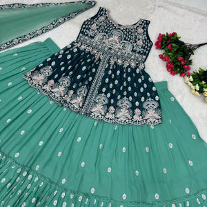 USURE DE MARIAGE POINT DE CHINE LOURD TRAVAIL INDO WESTERN LEHENGAS AVEC DUPATTA - Product Image 1