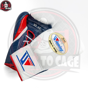 ถุงมือชกมวยแบบเต็มนิ้ว ทนทาน ดูดซับเหงื่อ ผลิตตามแบบ OEM สีขาวน้ำเงิน หนัง PU พิมพ์โลโก้ตามสั่ง - Product Image 2