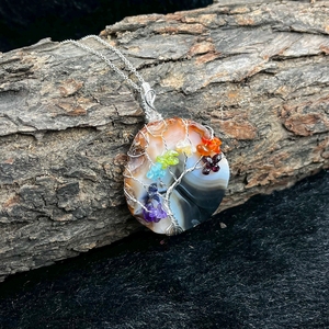 Natural 7 Chakra Reiki cristal colgante collar Real árbol vida ágata cuentas Chakra curación joyería regalo para mujeres piedras preciosas sueltas - Product Image 6