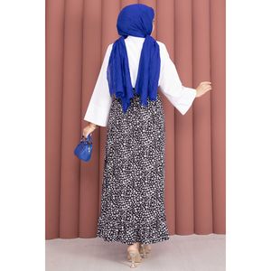 Floral Pattern Pleat <b>Skirt</b> <b>Elastic</b> Waist Comfortable and Breathable Short Length Digital Print Black XS Size - Product Image 5