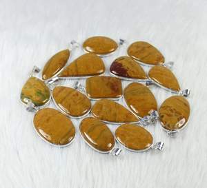 จี้สร้อยคอแจสเปอร์ทะเลสีเหลืองเรียบใส่ได้ทั้งชายและหญิงประดับด้วยเรือนชุบเงินมีเสน่ห์น่าดึงดูดสำหรับเด็กหญิงเด็กชาย - Product Image 5